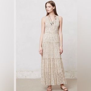 Anthropologie Meadow Rue Marigny floral polka dot tiered lace maxi dress Medium